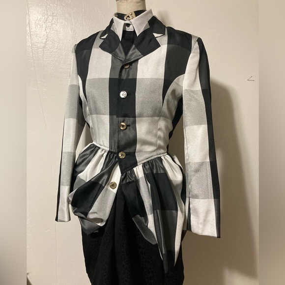 Impeccable CDG asymmetrical gingham bubble blazer - Picture 2 of 11